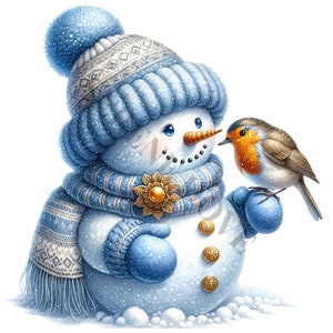 Christmas Snowman Clipart - 12 PNG de haute qualité, Livre de mémoire, Junk Journals, Scrapbooks, Planificateurs numériques, Utilisation commerciale, Téléchargement numérique