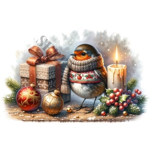Christmas Robin Clipart - 12 High Quality Pngs, Memory Book, Junk ...