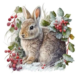 Clipart de conejito de invierno: 12 PNG de alta calidad, manualidades con papel digital, planificador digital, ropa, acuarela, descarga digital