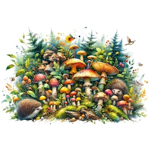 Giant Mushrooms Clipart - 16 High Quality PNGs, Digital Planner, Junk Journal, Scrapbook, Memory Book, Commercial Use, Sublimation