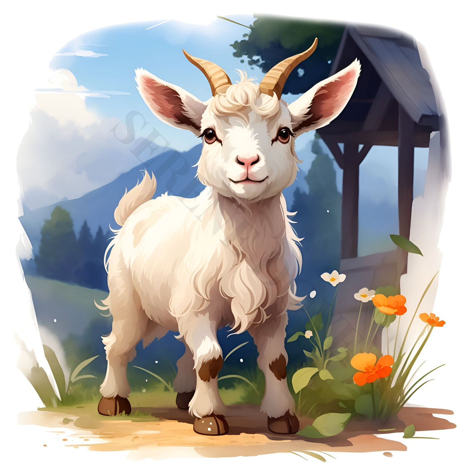 Watercolor Baby Farm Animals Clipart - Cute Farmyard Pets, Adorable Pet ...