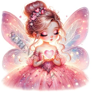 Clipart fata di San Valentino - 14 PNG di alta qualità, libro dei ricordi, diari spazzatura, album di ritagli, pianificatori digitali, uso commerciale, sublimazione