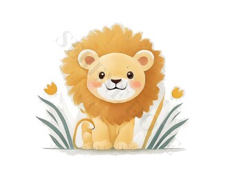 Safari bebê animais aquarela clipart - lindo chá de bebê berçário - aniversário bebê macaco leão girafa zebra elefante PNG download
