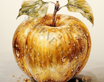 絵画　油絵　golden Apple The Golden Apple - Etsy Canada