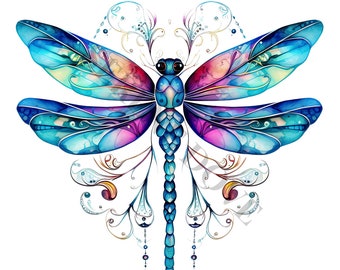 Magical Dragonfly Clipart - 12 High Quality PNGs, Digital Planner, Junk Journal, Scrapbook, Memory Book, Commercial Use, Digital Download