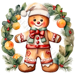 Gingerbread Man Clipart - 10 High Quality PNGs, Digital Download, Card Making, Mixed Media, Digital Paper Craft