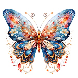 Clipart de borboleta mágica - 12 PNGs de alta qualidade, artesanato em papel digital, planejador digital, vestuário, aquarela, download digital
