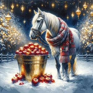 Weihnachten Pferd Clipart - 17 hochwertige PNGs, Memory Bücher, Junk Journals, Sammelalben, Planer, kommerzielle Nutzung, digitaler Download, Sublime
