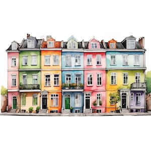 Quirky Houses Clipart - 12 High Quality PNGs, Digital Planner, Junk Journals, Wall Art, Apparel, Commercial Use, Digital Download