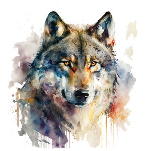 Wolf Clipart - 12 PNG de acuarela de alta calidad, descarga digital, creación de tarjetas, imágenes prediseñadas, artesanía de papel digital