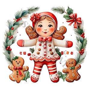 Gingerbread Women Clipart - 12 High Quality PNGs, Digital Download, Card Making, Junk Journal, Digital Paper Craft, Sublimation