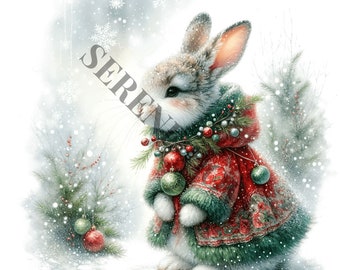 Aquarell Weihnachten Tiere Clipart: Urlaub PNG Bilder (Digitaler Download)