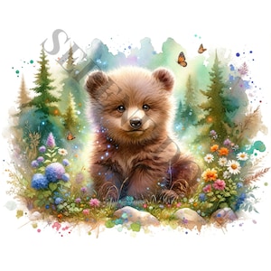Baby Grizzly Bear Clipart - 11 hochwertige PNGs, Memory Book, Junk Journals, Scrapbooks, kommerzielle Nutzung, Sublimation