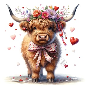 Love Highland Cow Clipart 12 High Quality Pngs, Memory Books, Junk ...