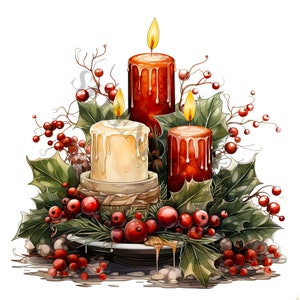 Weihnachtskerze Set 2 Clipart - 12 hochwertige PNGs, digitaler Planer, Junk Journal, Gästebuch, kommerzielle Nutzung, Sublimation