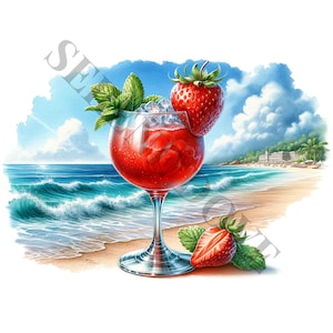 Cocktails Clipart - 12 PNG di alta qualità, Libro dei ricordi, Diari spazzatura, Album di ritagli, Pianificatori digitali, Uso commerciale, Sublimazione