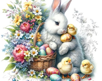 Easter Bunny Clipart - 15 High Quality PNGs, Memory Book, Junk Journals, Scrapbooks, Commercial Use, Sublimation