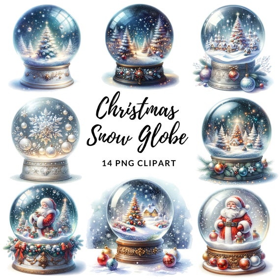 Christmas Snow Globe Clipart - 14 High Quality Pngs, Digital