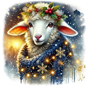 Clipart pecore invernali - 15 PNG di alta qualità, download digitale, creazione di biglietti, clip art, artigianato di carta digitale, sublimazione