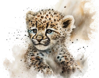 Baby Leopard Clipart - 12 hochwertige PNGs, digitales Papier Handwerk, digitaler Planer, Kleidung, Aquarell, digitaler Download