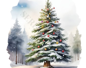 Christmas Tree Clipart - 10 High Quality PNGs, Digital Download, Card Making, Mixed Media, Digital Paper Craft