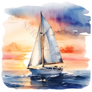Cruising Sailboat Clipart - 12 High Quality PNGs, Memory Book, Junk Journals, Scrapbooks, Digital Planners, Commercial Use, Digital Download