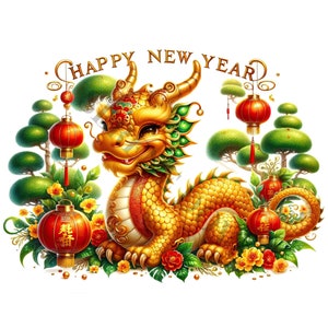 Chinese New Year Clipart - 12 High Quality PNGs, Junk Journals, Scrapbooks, Digital Planners, Commercial Use, Sublimation