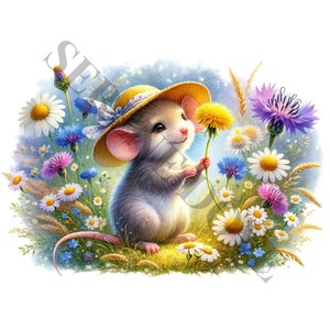Sommer Maus Clipart - 16 hochwertige PNGs, Erinnerungsbuch, Junk Journals, Sammelalben, kommerzielle Nutzung, Sublimation
