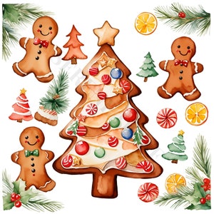 Gingerbread Christmas Tree Clipart - 12 High Quality PNGs, Digital Download, Card Making, Mixed Media, Digital Paper Craft