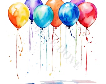 Balloons Clipart - 12 High Quality PNGs, Digital Download, Card Making, Clipart, Digital Paper Craft, Junk Journal