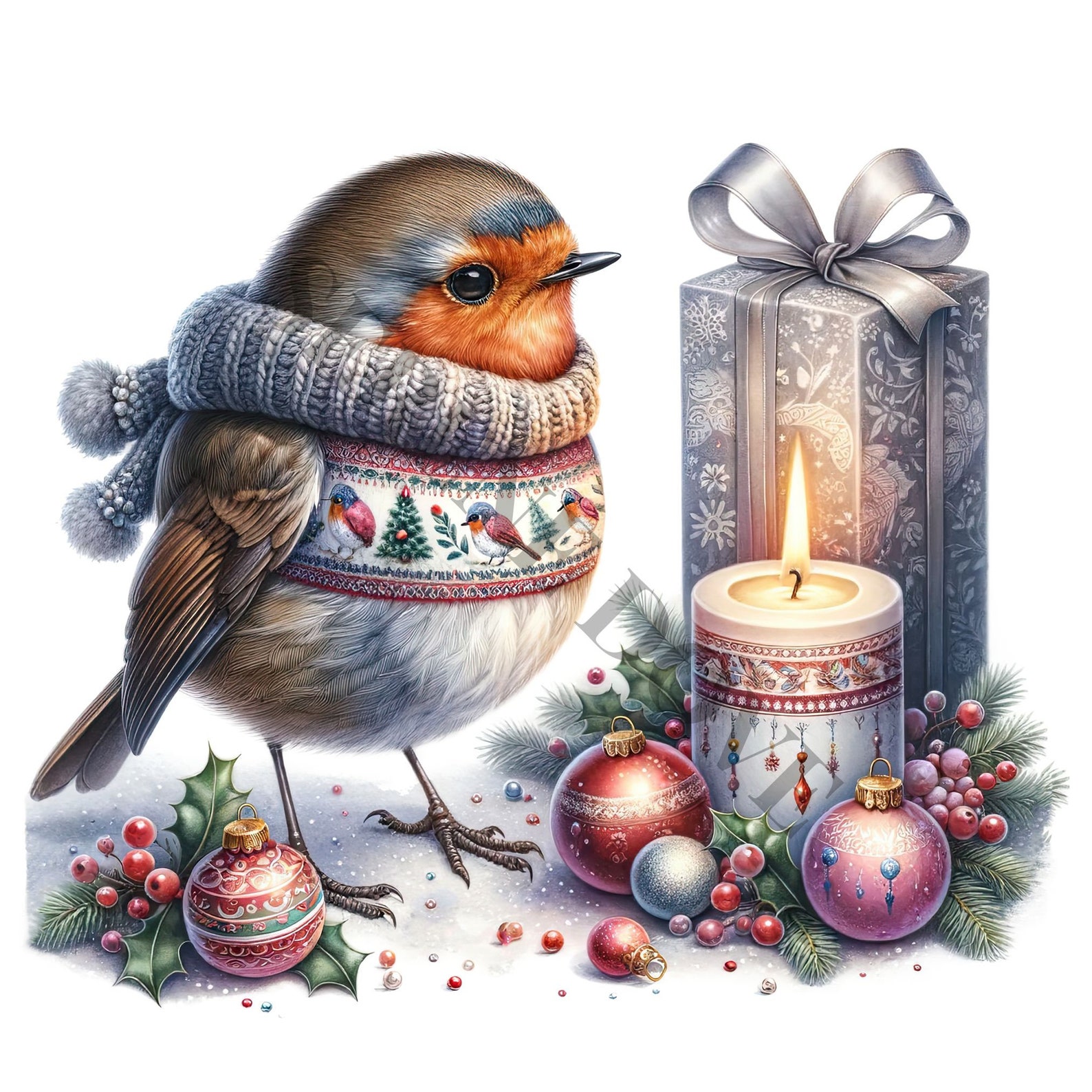 Christmas Robin Clipart - 12 High Quality Pngs, Memory Book, Junk ...