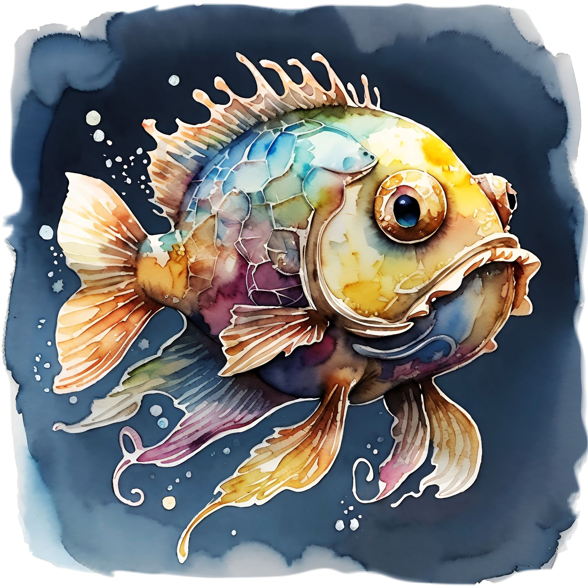 Watercolor Magical Fish Clipart – Fantasy PNG Images (digital Download ...