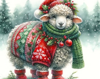 Weihnachten Tiere Set 2 Clipart - 12 hochwertige PNG / JPG, digitales Papier Handwerk, digitaler Planer, Kleidung, Aquarell, digitaler Download