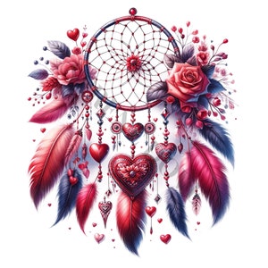 Love Dreamcatcher Clipart - 12 PNG di alta qualità, Libro dei ricordi, Diari spazzatura, Album di ritagli, Pianificatori digitali, Uso commerciale, Sublimazione
