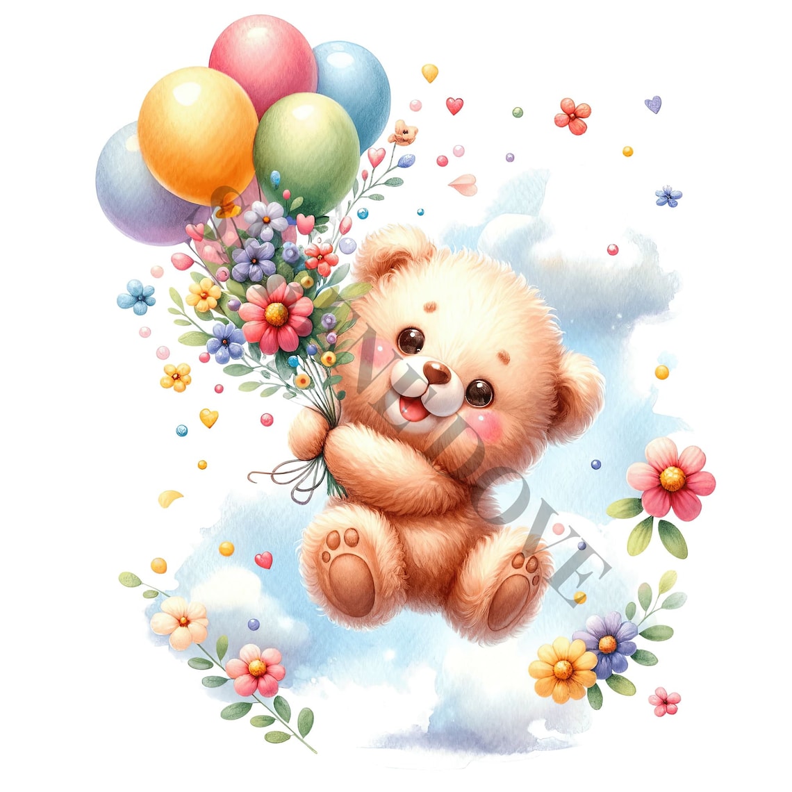 Birthday Teddy Bear Clipart 14 High Quality Pngs Memory - Etsy