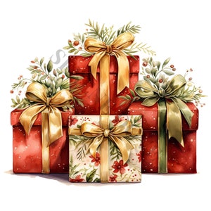 Clipart cadeaux de Noël - 12 PNG de haute qualité, agenda numérique, journal indésirable, scrapbooking, livre de souvenirs, usage commercial, sublimation