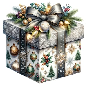 Clipart cadeaux de Noël - 14 fichiers PNG de haute qualité, livres de souvenirs, journaux indésirables, albums de coupures, agendas, usage commercial, téléchargement numérique, sublime