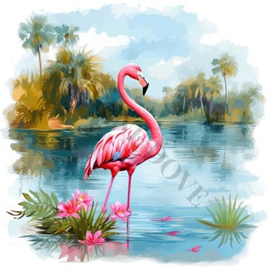 Flamingo Clipart - 12 High Quality PNGs, Digital Planner, Junk Journal, Memory Book, Scrapbook, Commercial Use, Digital Download
