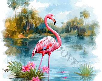 Flamingo Clipart - 12 High Quality PNGs, Digital Planner, Junk Journal, Memory Book, Scrapbook, Commercial Use, Digital Download