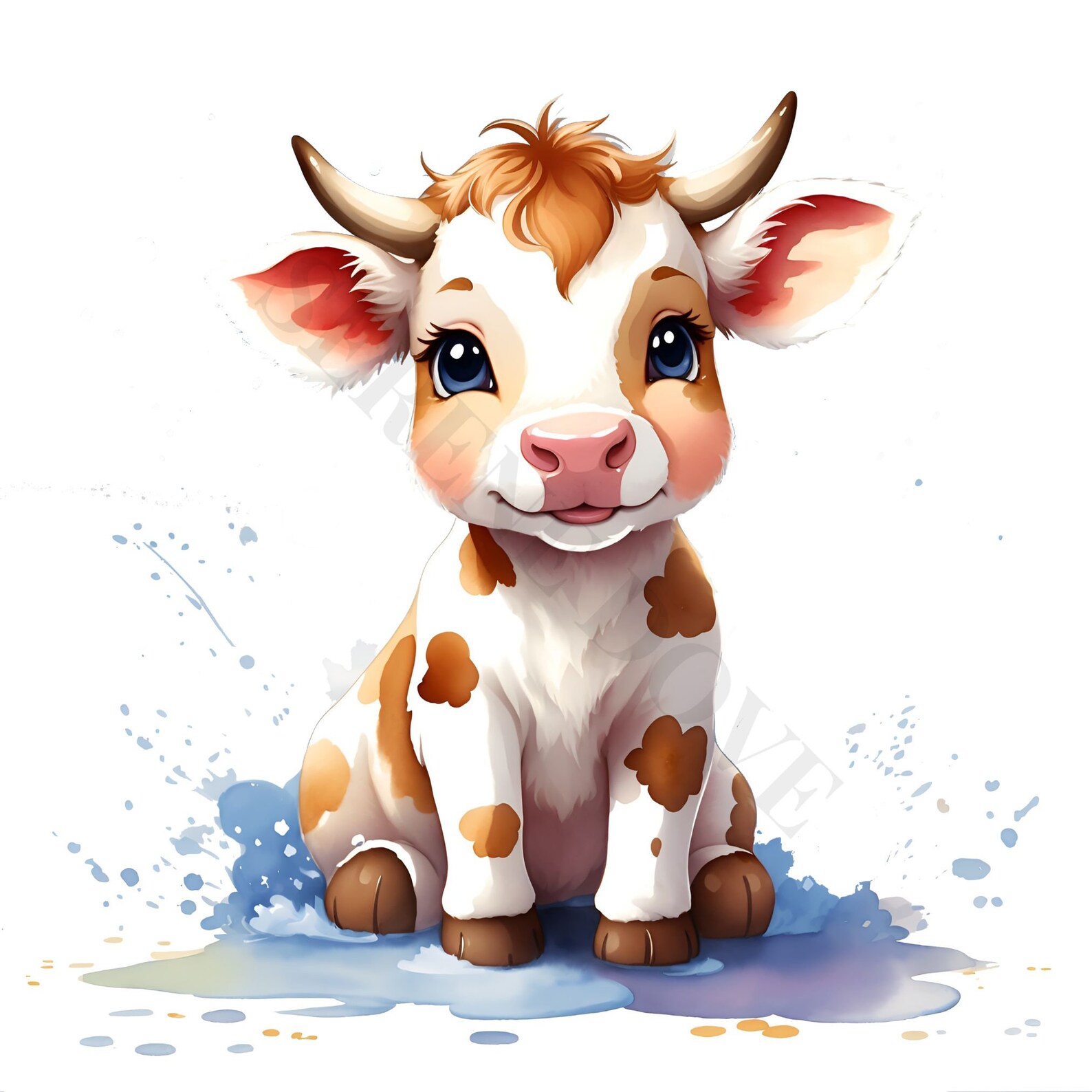 Watercolor Baby Farm Animals Clipart - Cute Farmyard Pets, Adorable Pet ...