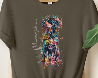 PERSONALIZOWANA koszulka ROTTWEILER kolorowa, kwiatowa koszulka dla miłośnika Rottweilerów spersonalizowany prezent Właściciel Rottweilera, kwiatowa, spersonalizowana koszulka Rottie prezent dla niej