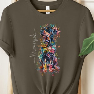 PERSONALIZED ROTTWEILER Tshirt colorful floral tee for a Rottie lover custom gift Rottweiler owner floral custom Rottie shirt gift for her