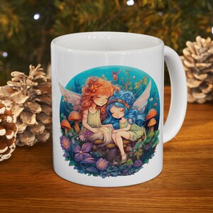 Fairies Ceramic Mug 11oz white. Fairy lover mug, cute Fairy mug, girls fairy lover mug, coffee mug, gift for fairy lover daughter, mom gift.