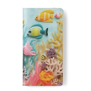 PHONE WALLET CORAL Reef Knit iPhone caso samsung flip teléfono caso google pixel tropical teléfono caso regalo para el iPhone de la cartera del teléfono amante del océano.