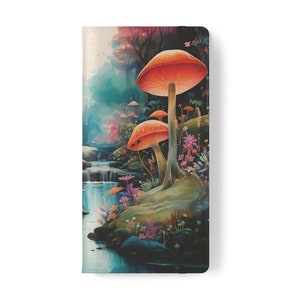 PHONE WALLET MUSHROOM funda de teléfono funda de teléfono de setas para samsung flip funda de teléfono google pixel shroom funda de teléfono regalo boho amante cartera de teléfono