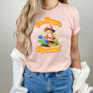FROGGIN EHRFÜRCHTIGES T-STÜCK Frosch t-shirt Geschenk für sie Pilzkern-t-stück für Frosch-Liebhaber Cottage Kernfrosch mit Hut plus Größenhemd lustiger Krötenhocker.