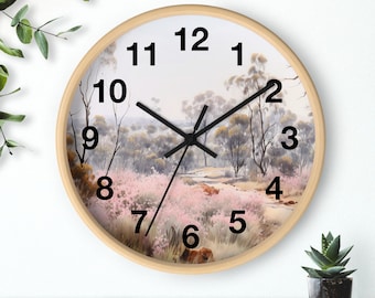 AUSTRALIAN OUTBACK CLOCK cottage core wall clock with numbers boho Australian decor country cottage style house warming gift outback decor.