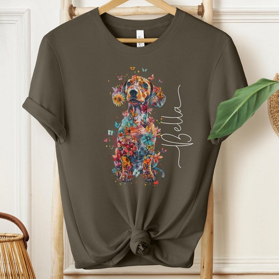 PERSONALIZED DACHSHUND TSHIRT colorful floral tee for dachshund lover custom gift for dachshund owner doxie mama wiener dog owner gift idea