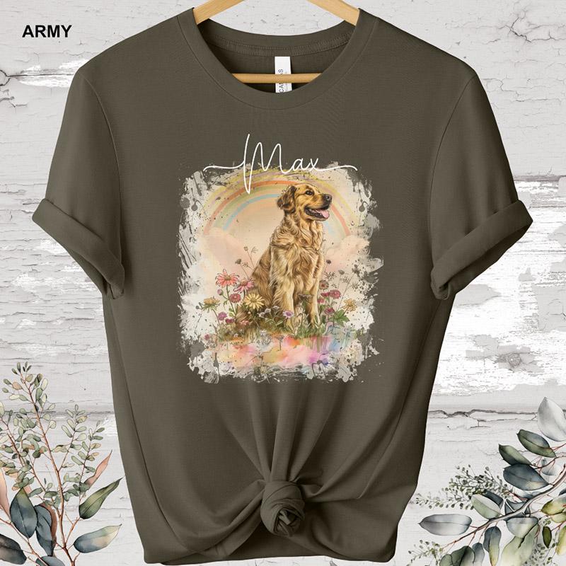 PERSONALIZED GOLDEN RETRIEVER Rainbow Tshirt Colorful Floral Tee for ...