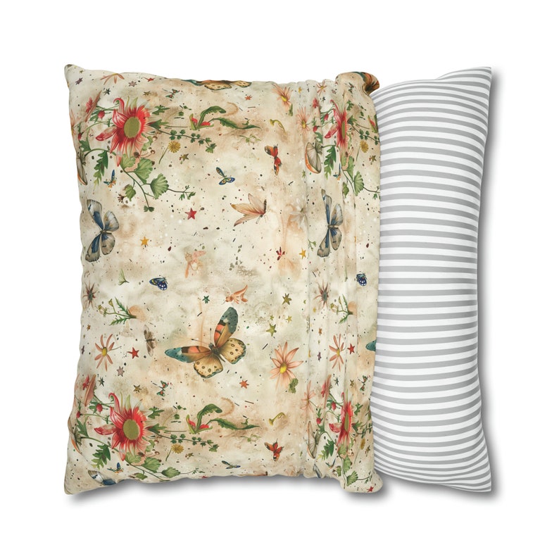 BUTTERFLY PILLOW COVER cottage core decor mothers day gift for her butterfly lover cushion zipcover floral butterfly throw pillow whimsical image 5
